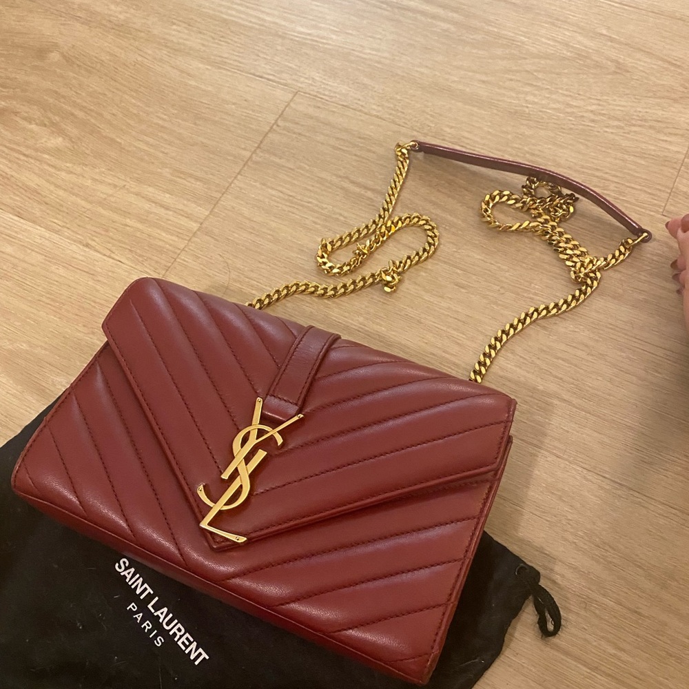 ❌SOLD❌YSL Saint Laurent small Satchel crossbody bag in Oxblood